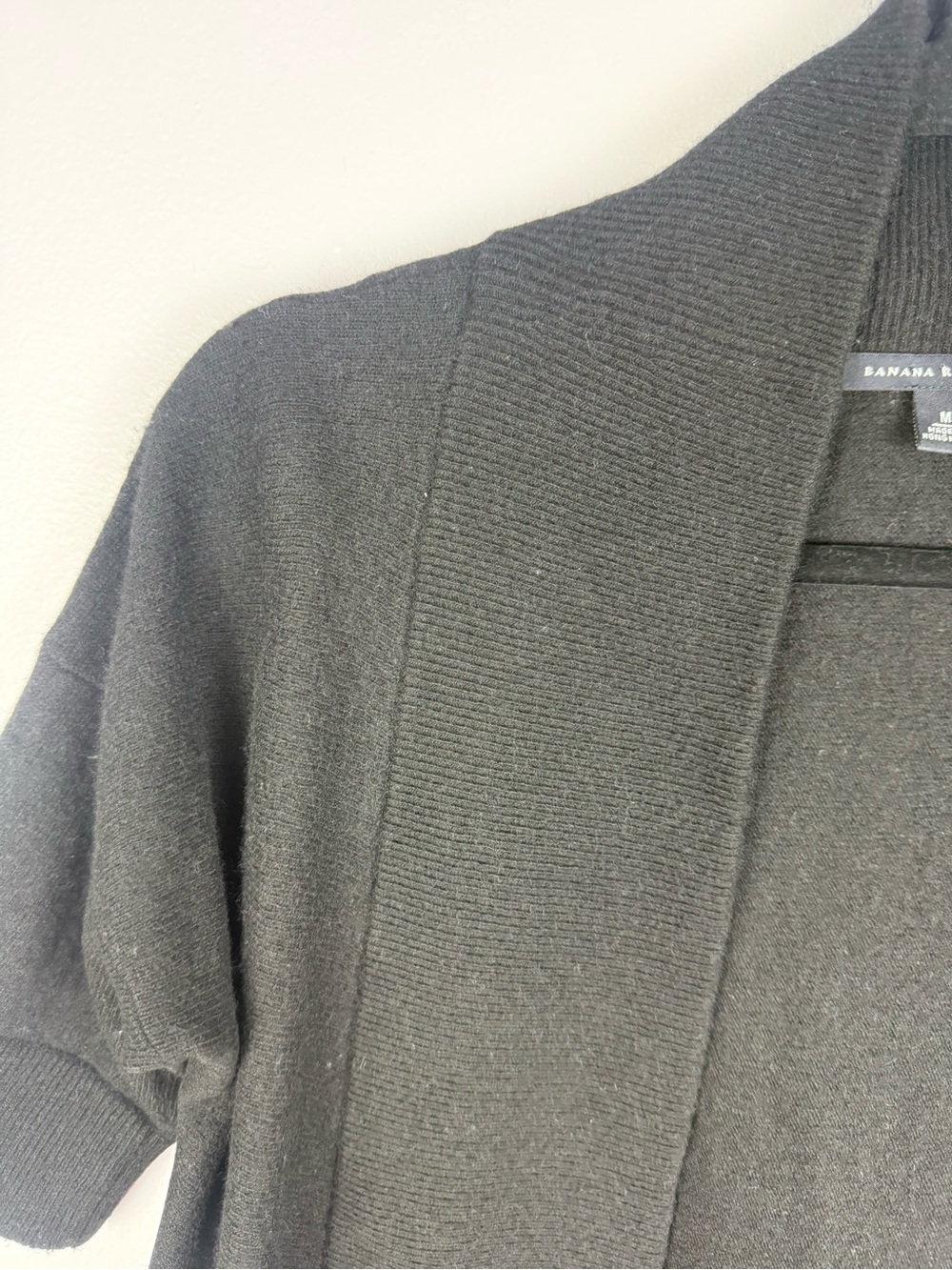 Banana Republic Wool Cashmere Blend Open Front Short Sleeve Cardigan Black M - Picture 6 of 9
